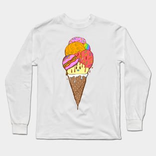 Rainbow Cute Ice Cream Cone Long Sleeve T-Shirt